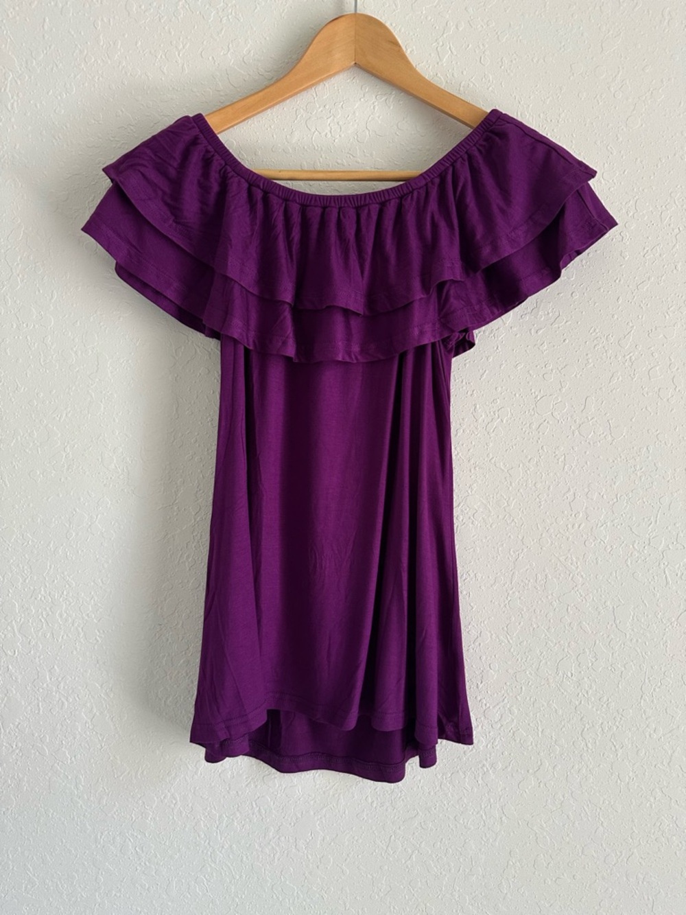 Purple Off-Shoulder Ruffle Top - Picture 2 of 5